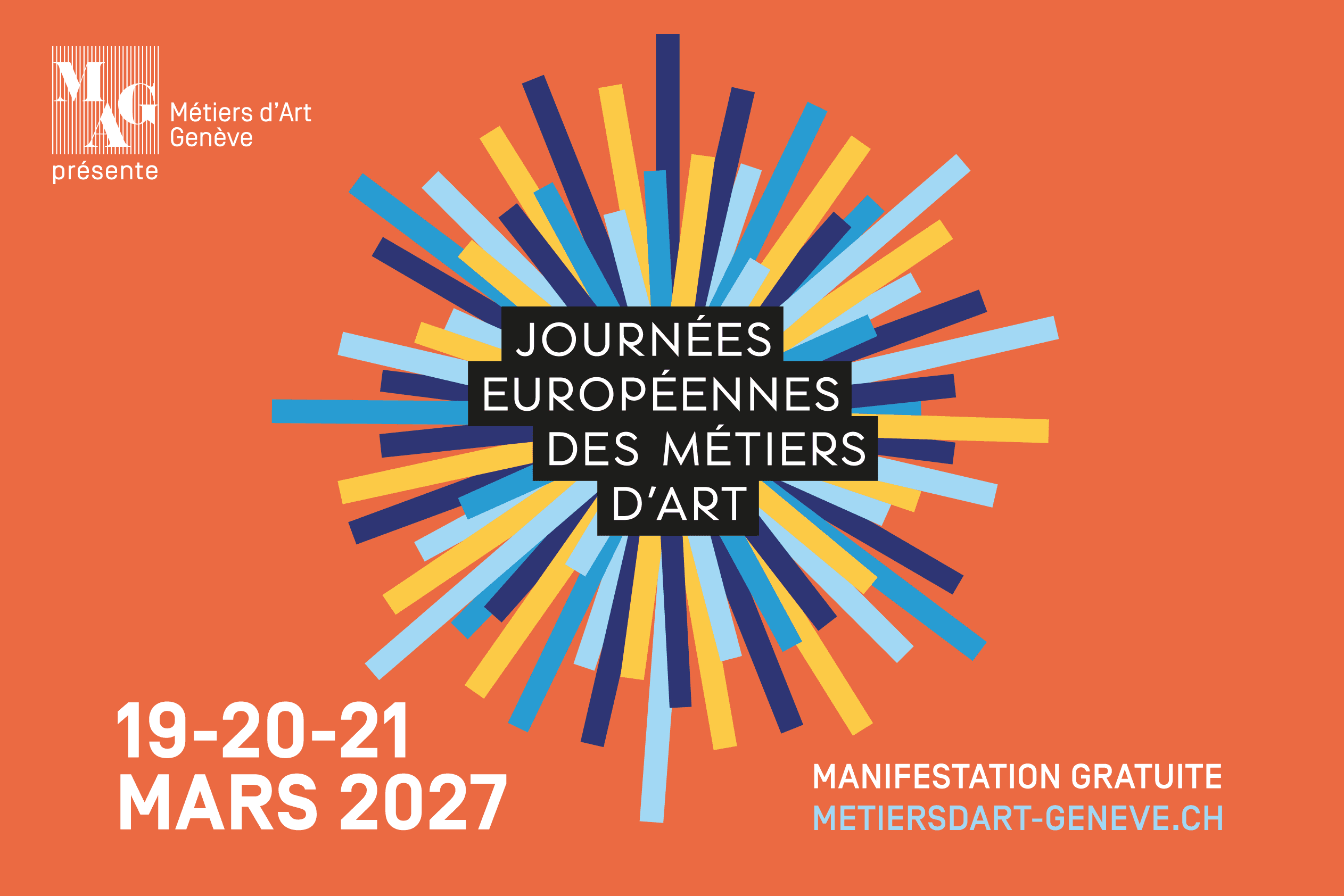 Affiche des Journées Européennes des Métiers d'Art, 19-20-21 mars 2027, manifestation gratuite